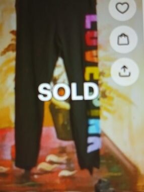 Black Pants with Rainbow Lettering Victoria's Secret Legging.